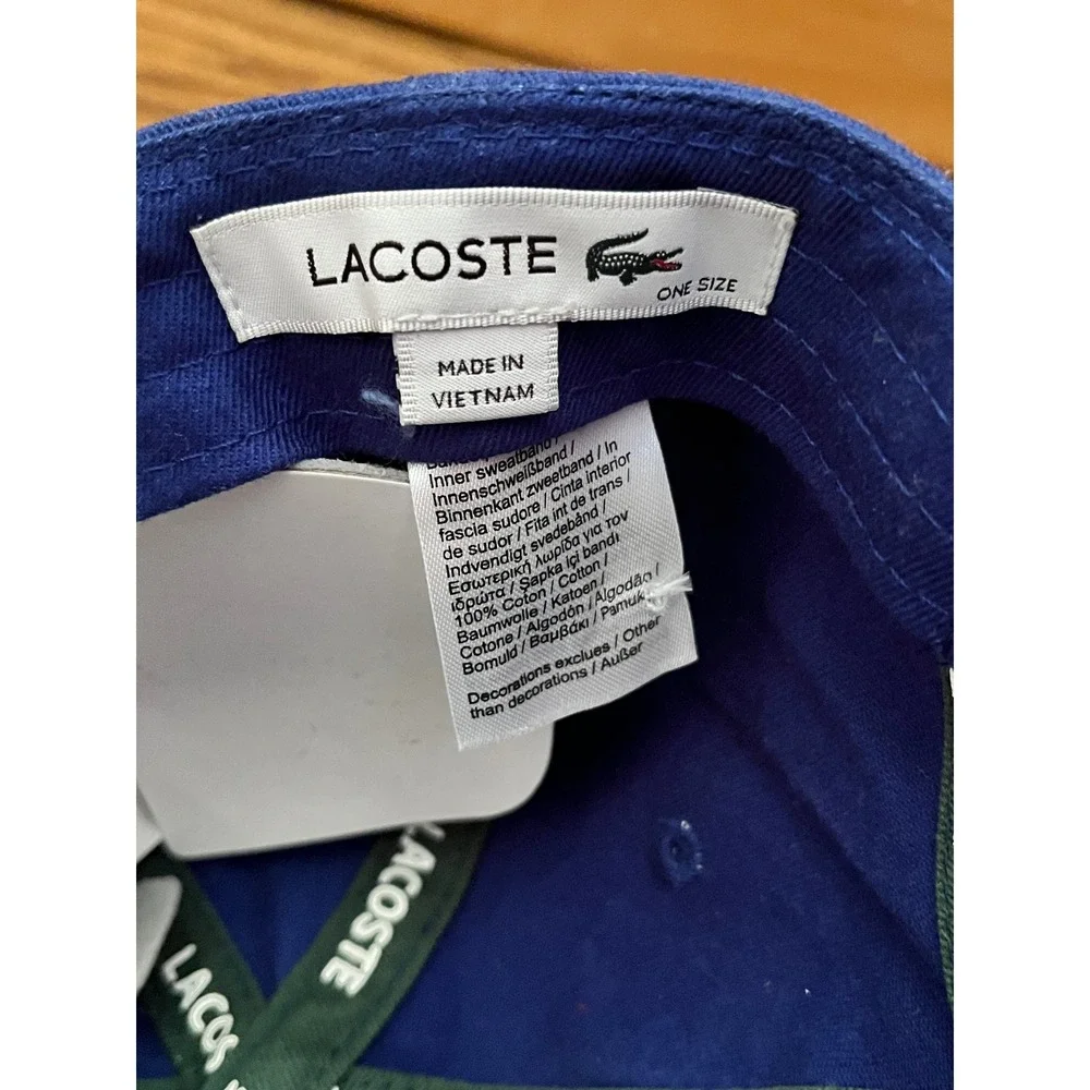 Lacoste Mens Royal Blue Big Croc Logo Adjustable Baseball Cap Hat One Size